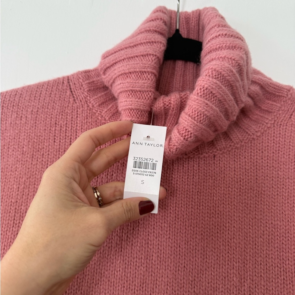 Ann Taylor Pink and Red Striped Turtleneck Sweater - Picture 2 of 2